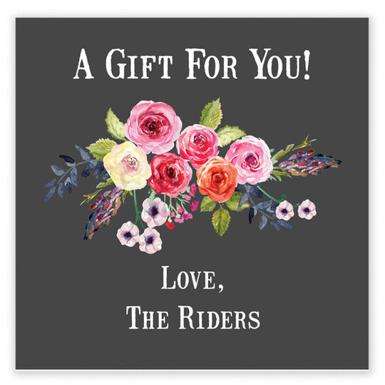 Charcoal Floral Bunch Square Gift Stickers